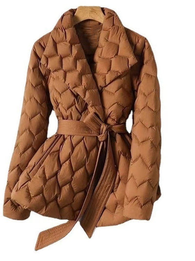 Dames Quilted Jacket Met Ceintuur