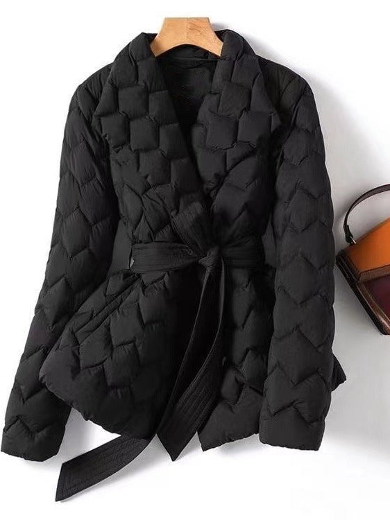 Dames Quilted Jacket Met Ceintuur