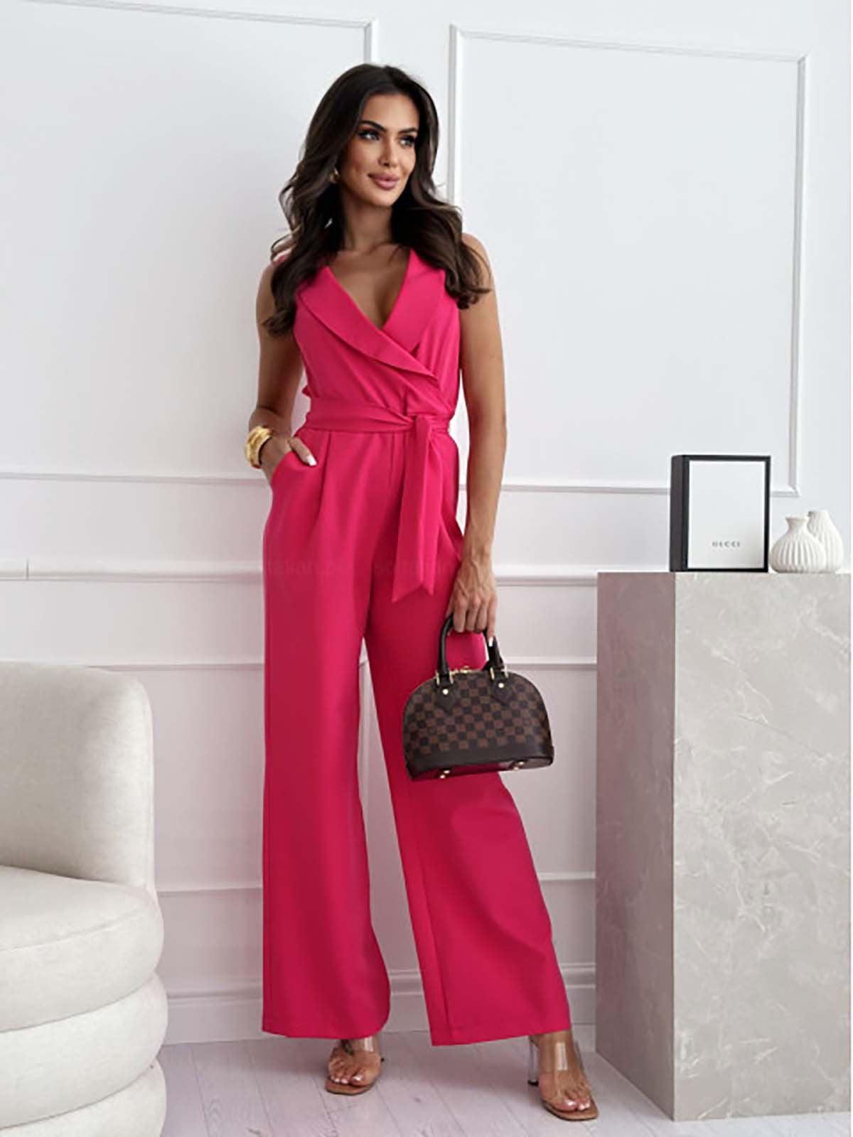 Dames Jumpsuit Met Wrap V-hals