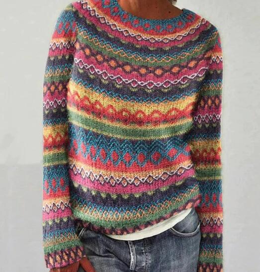 Dames Pullover Met Multicolor Strepen