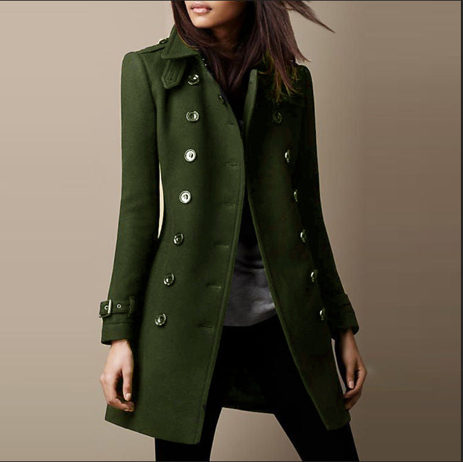 Dames Midi Coat Met Elegante Kraag