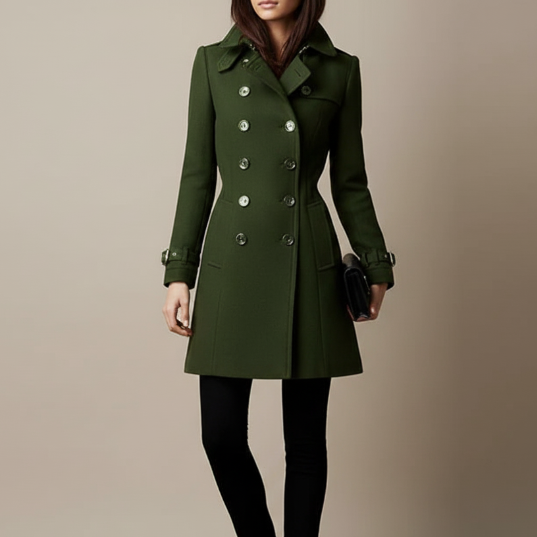 Dames Trenchcoat Met Dubbele Rij Knopen