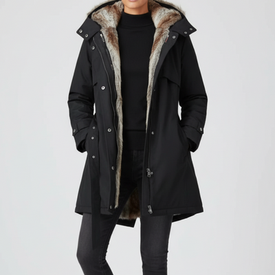 Dames Parka Met Capuchon En Ceintuur
