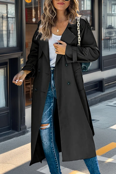 Dames Retro Trenchcoat Met Dubbele Knopen