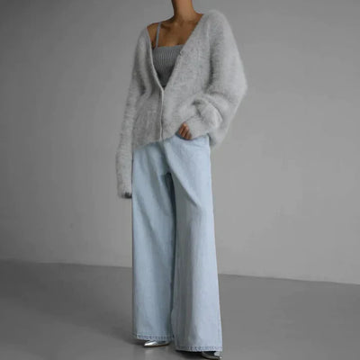 Dames wollen cardigan zacht gebreid