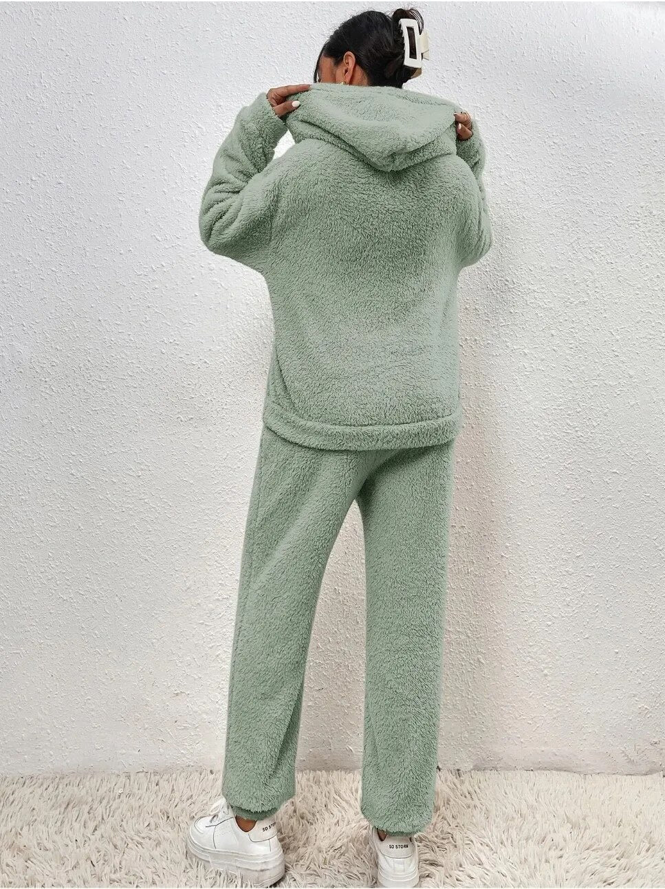 Dames huispak teddy set hoodie en broek