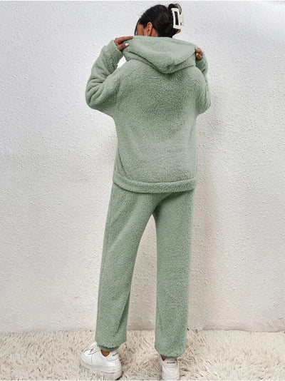 Dames huispak teddy set hoodie en broek