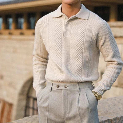 Men's Lapel Sweater in Herfststijl