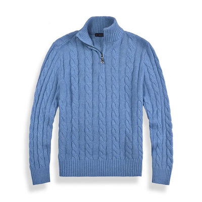 Heren half zip sweater katoen luxe