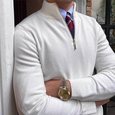 Heren half zip trui wolblend
