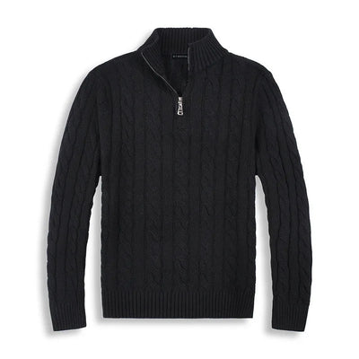 Heren half zip sweater katoen luxe