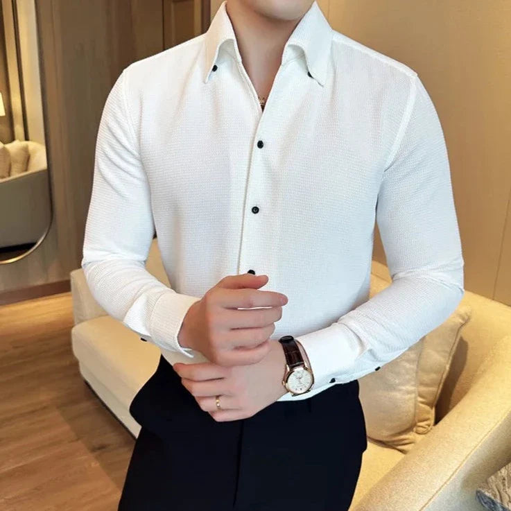Heren Shirt met Lange Mouwen en Klassieke Kraag