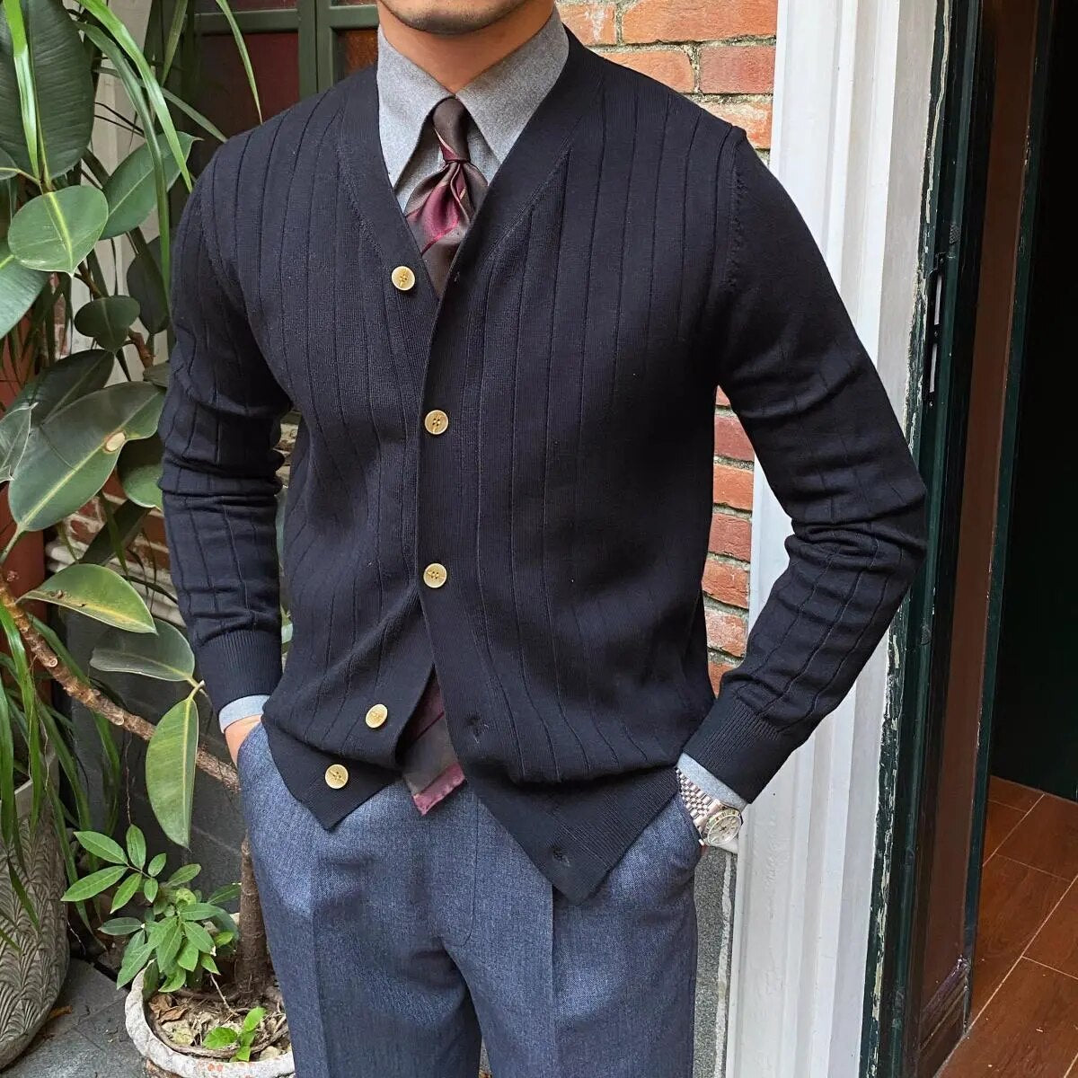 Heren Elegante Cardigan Regular Fit