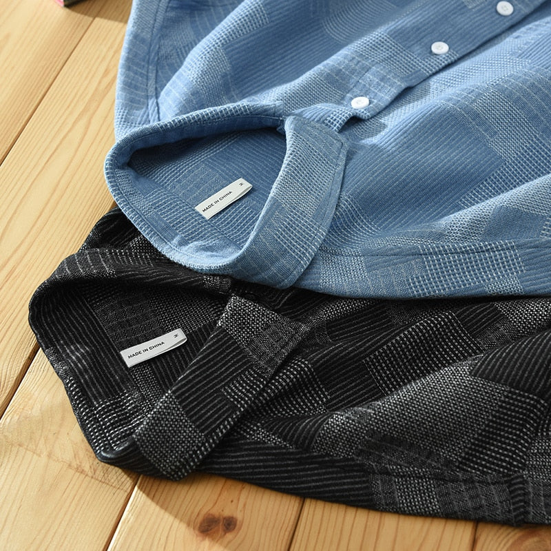 Heren Patchwork Overhemd met Lange Mouwen