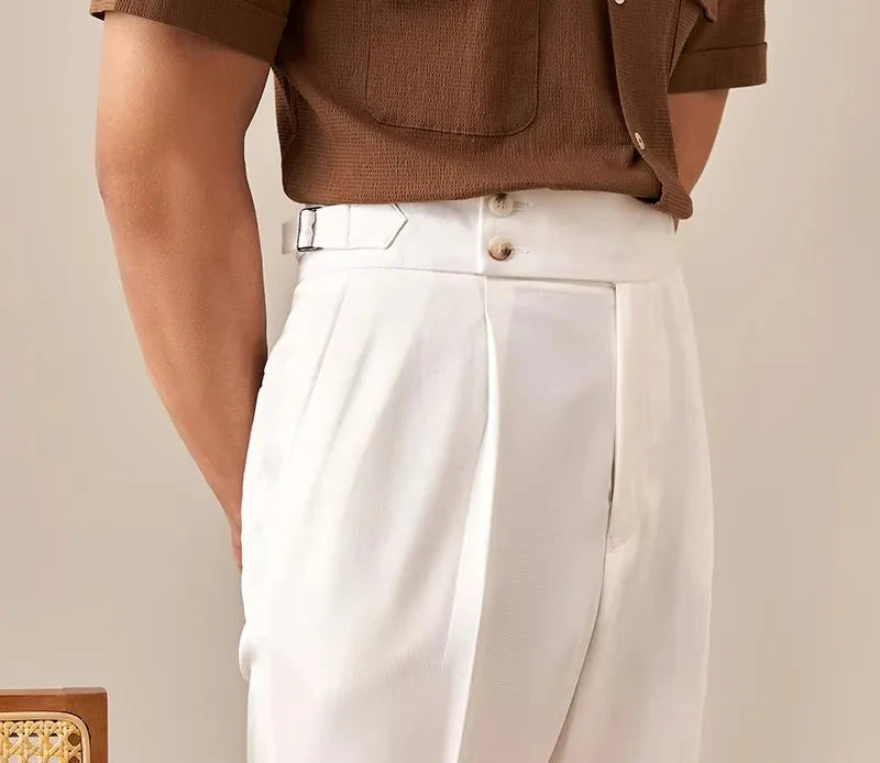 Heren Broek met Hoge Taille en Rechte Pasvorm