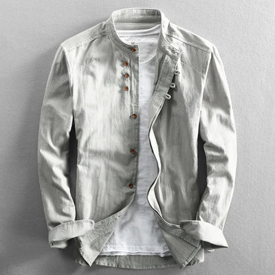 Heren slim fit shirt met opstaande kraag