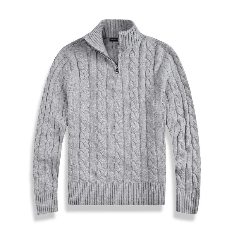 Heren half zip sweater katoen luxe