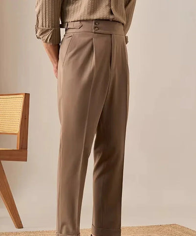 Heren Broek met Hoge Taille en Rechte Pasvorm