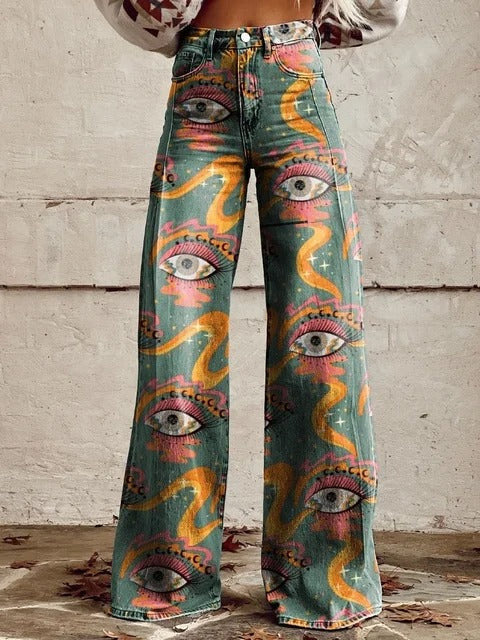 Dames Jeans Mid-rise Met Print