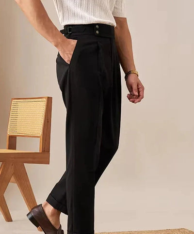 Heren Broek met Hoge Taille en Rechte Pasvorm