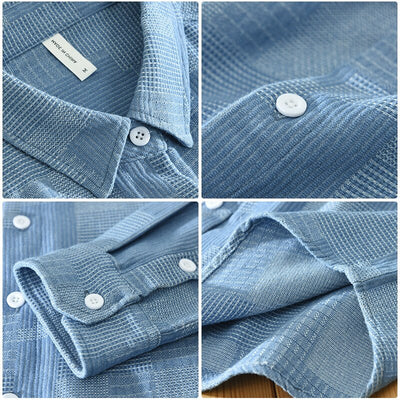Heren Patchwork Overhemd met Lange Mouwen