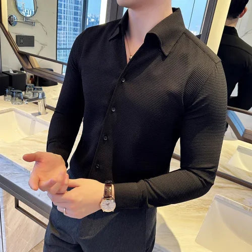 Heren Shirt met Lange Mouwen en Klassieke Kraag