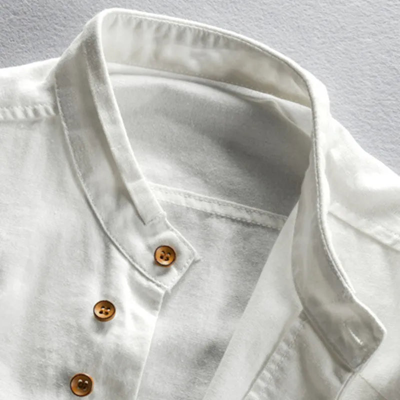 Heren slim fit shirt met opstaande kraag
