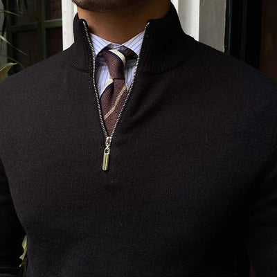 Heren half zip trui wolblend