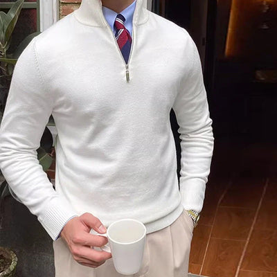 Heren half zip trui wolblend