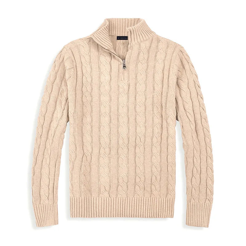 Heren half zip sweater katoen luxe