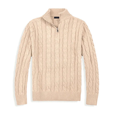 Heren half zip sweater katoen luxe