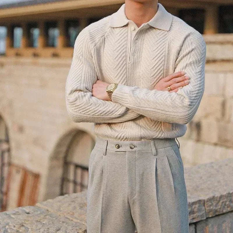 Men's Lapel Sweater in Herfststijl