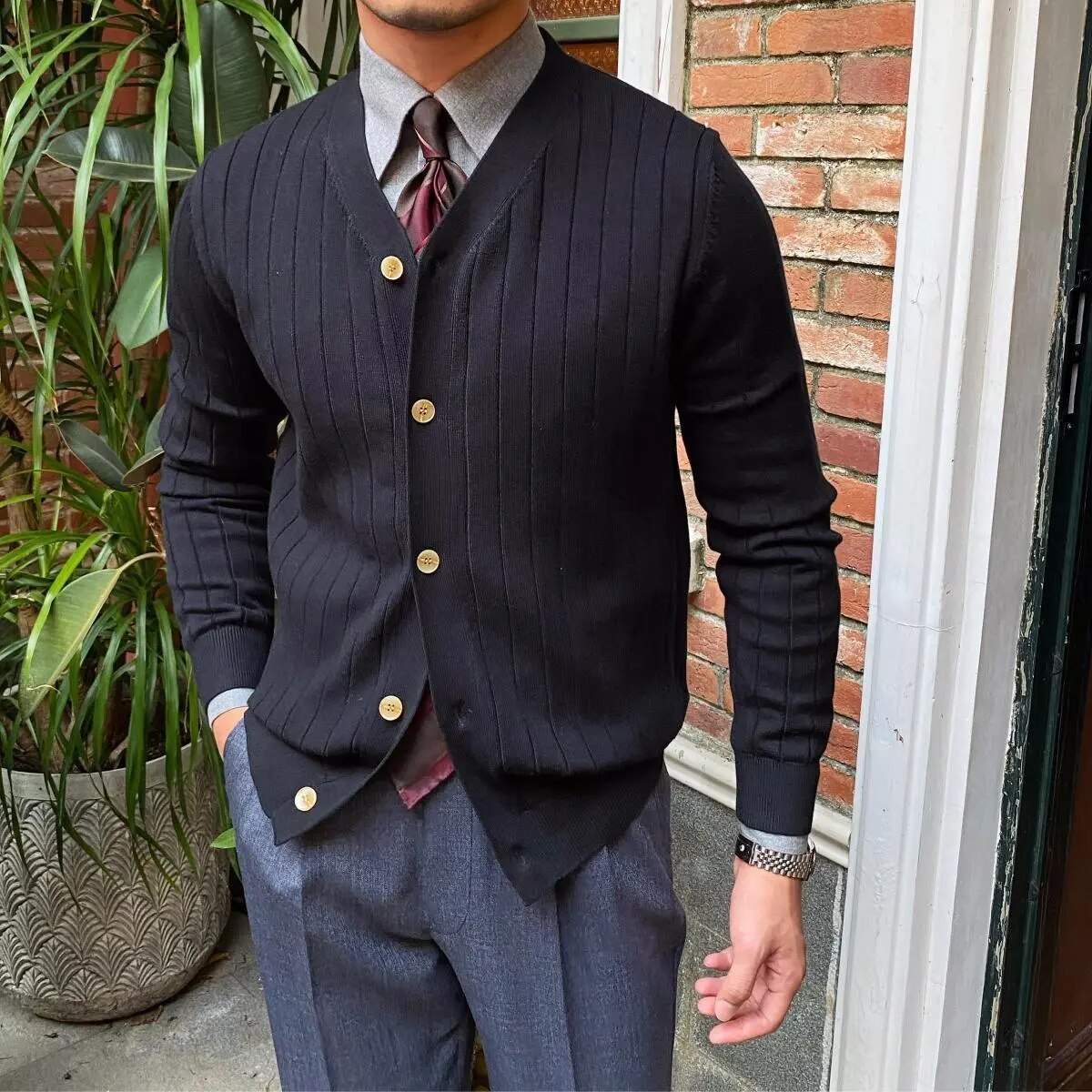 Heren Elegante Cardigan Regular Fit