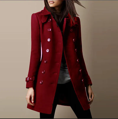 Dames Midi Coat Met Elegante Kraag