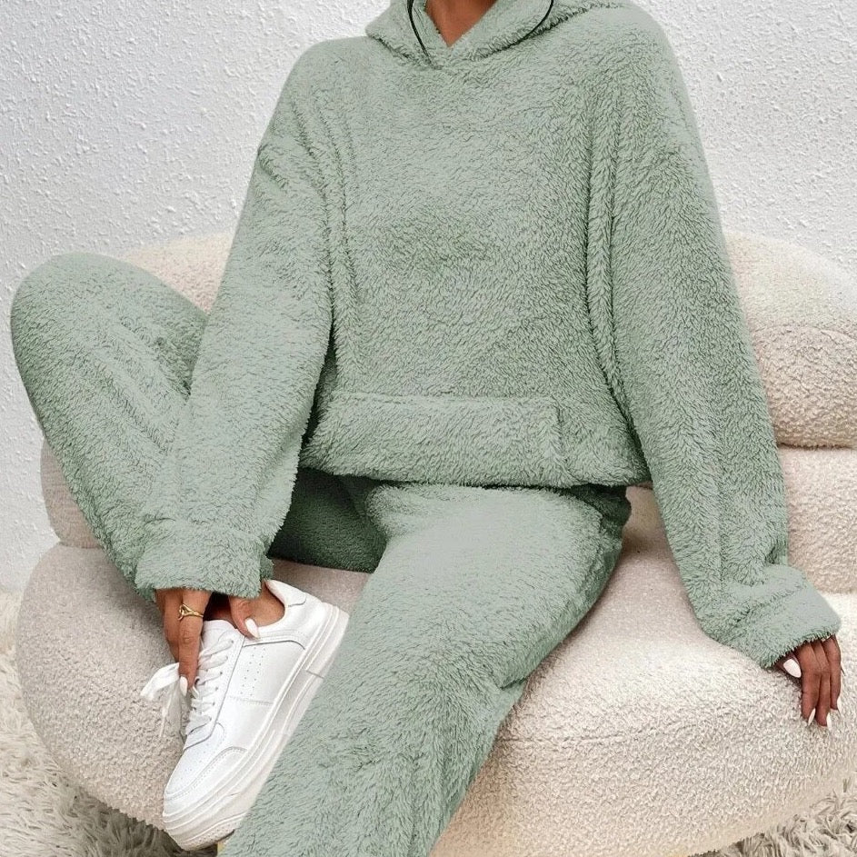 Dames huispak teddy set hoodie en broek