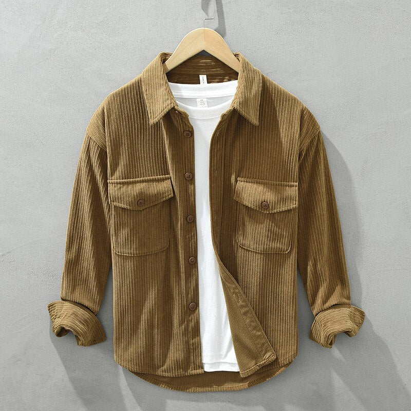Heren Corduroy Overhemd met Klassieke Kraag