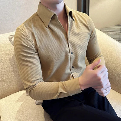 Heren Shirt met Lange Mouwen en Klassieke Kraag