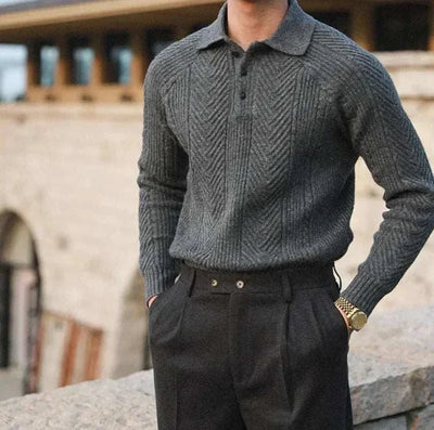 Men's Lapel Sweater in Herfststijl