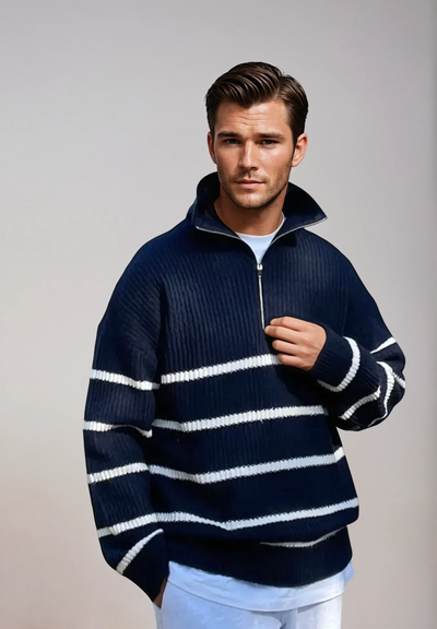 Heren Retro Casual Trui Met Halve Rits