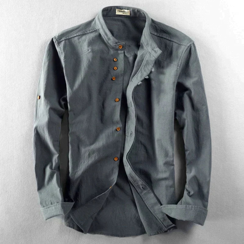 Heren slim fit shirt met opstaande kraag