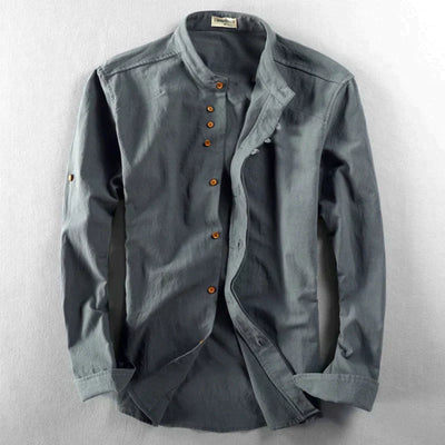 Heren slim fit shirt met opstaande kraag