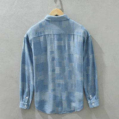Heren Patchwork Overhemd met Lange Mouwen