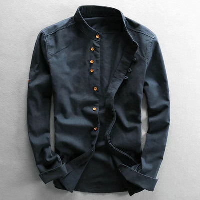 Heren slim fit shirt met opstaande kraag