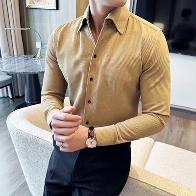 Heren Shirt met Lange Mouwen en Klassieke Kraag