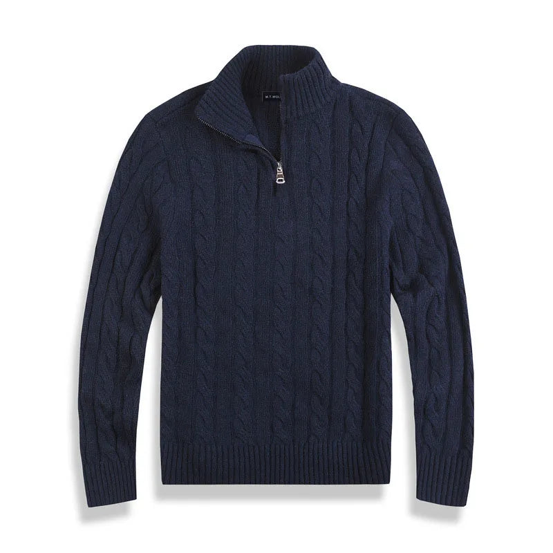Heren half zip sweater katoen luxe