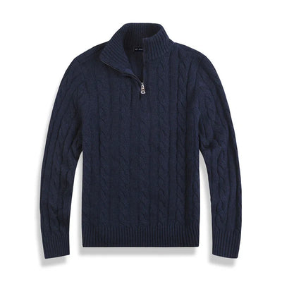 Heren half zip sweater katoen luxe