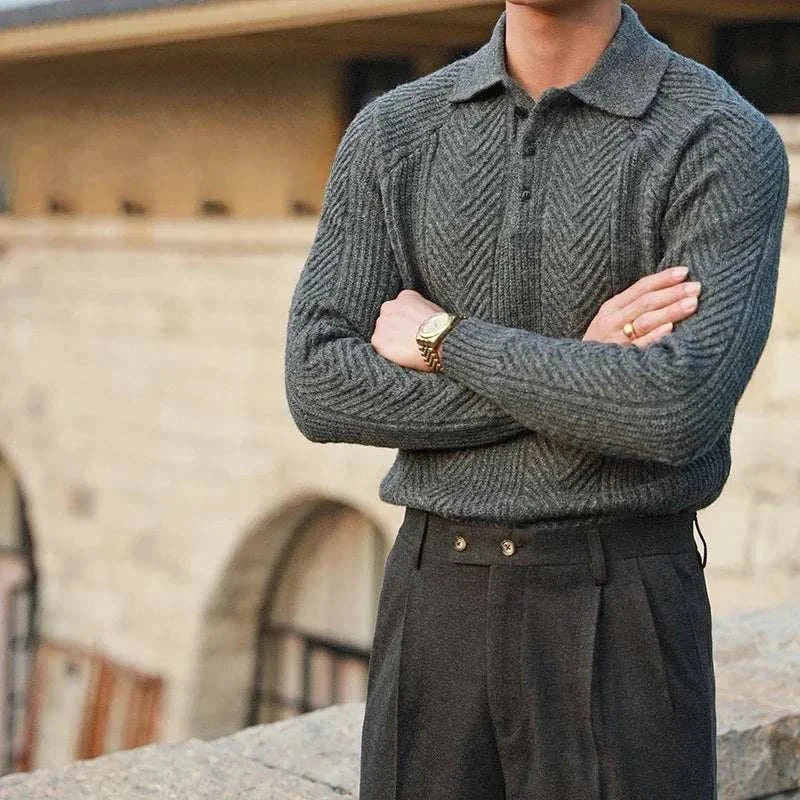 Men's Lapel Sweater in Herfststijl