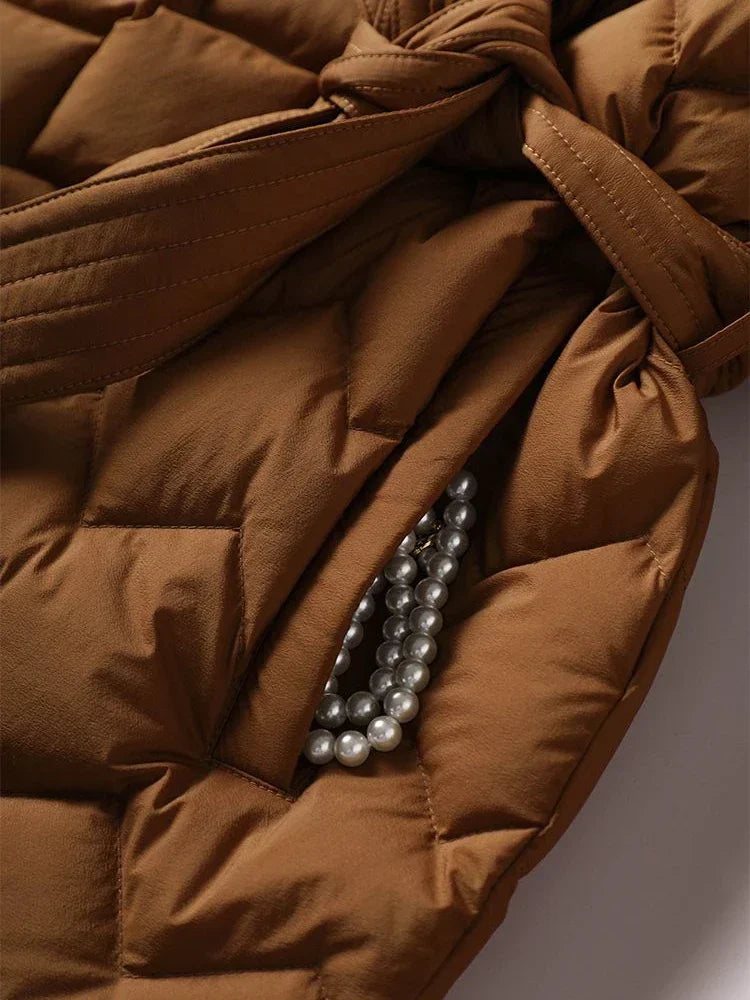 Dames Quilted Jacket Met Ceintuur