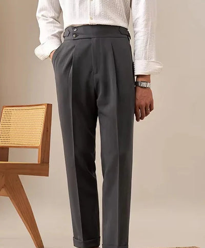 Heren Broek met Hoge Taille en Rechte Pasvorm