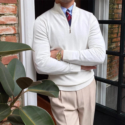 Heren half zip trui wolblend